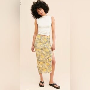 Free People Floral Yellow and Gray Women's Skirt